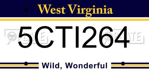 5CTI264 West Virginia License Plate
