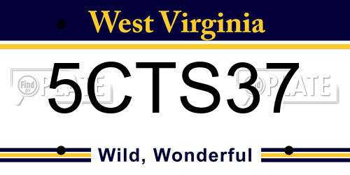 5CTS37 West Virginia License Plate
