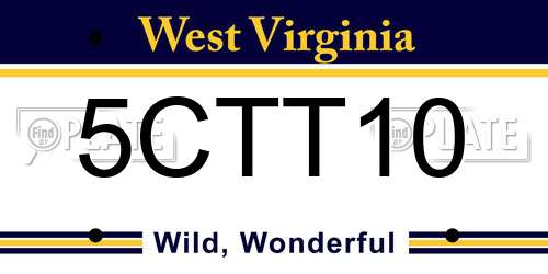 5CTT10 West Virginia License Plate