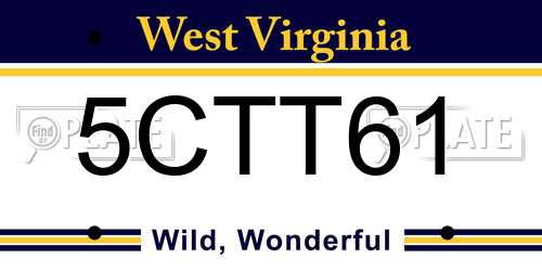 5CTT61 West Virginia License Plate