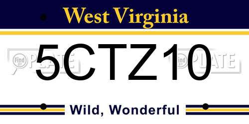 5CTZ10 West Virginia License Plate