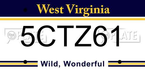 5CTZ61 West Virginia License Plate