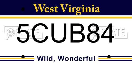 5CUB84 West Virginia License Plate