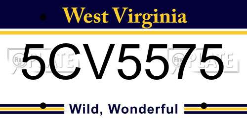 5CV5575 West Virginia License Plate
