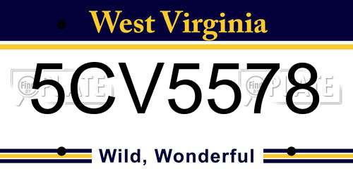 5CV5578 West Virginia License Plate
