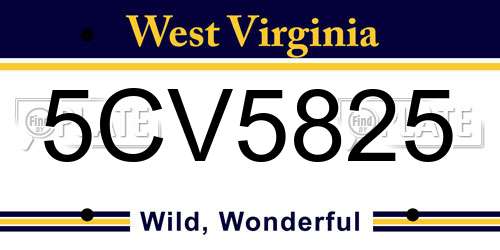 5CV5825 West Virginia License Plate