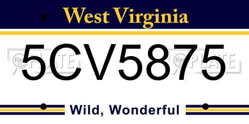 5CV5875 West Virginia License Plate
