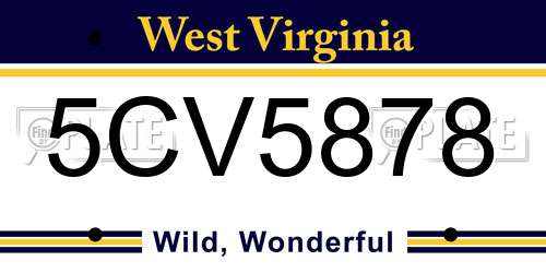 5CV5878 West Virginia License Plate