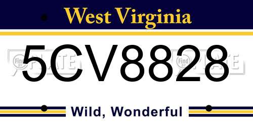 5CV8828 West Virginia License Plate