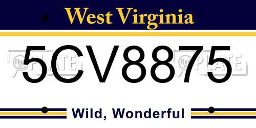 5CV8875 West Virginia License Plate