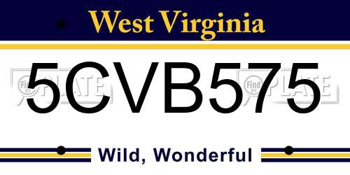 5CVB575 West Virginia License Plate