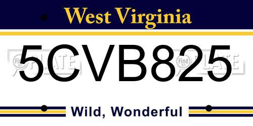 5CVB825 West Virginia License Plate