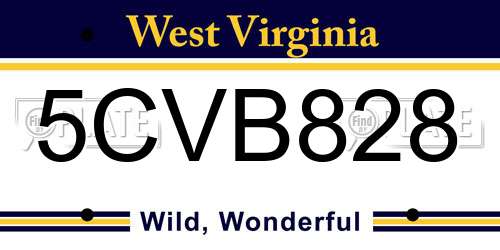 5CVB828 West Virginia License Plate