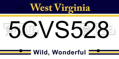 5CVS528 West Virginia License Plate