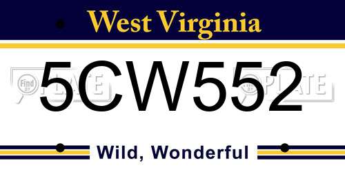 5CW552 West Virginia License Plate