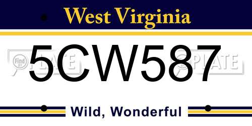 5CW587 West Virginia License Plate