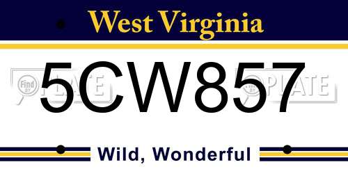 5CW857 West Virginia License Plate