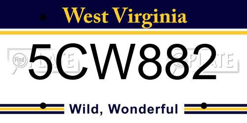 5CW882 West Virginia License Plate