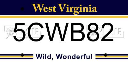 5CWB82 West Virginia License Plate