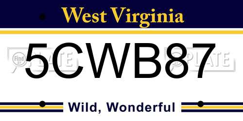 5CWB87 West Virginia License Plate