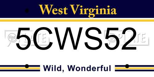 5CWS52 West Virginia License Plate