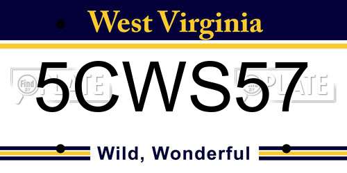 5CWS57 West Virginia License Plate