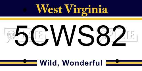 5CWS82 West Virginia License Plate