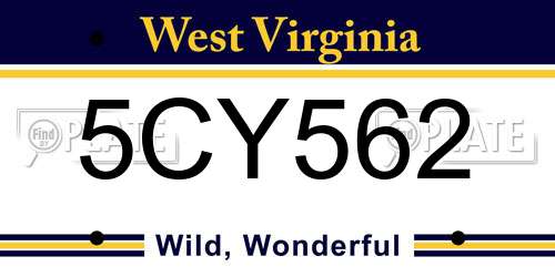5CY562 West Virginia License Plate
