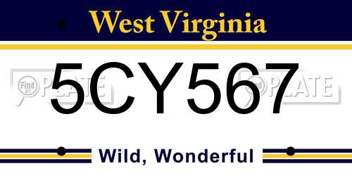 5CY567 West Virginia License Plate