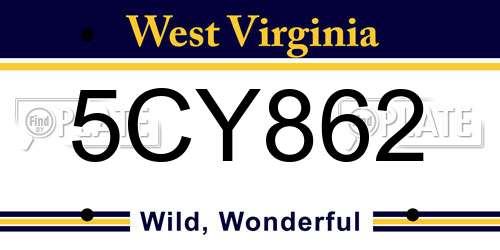 5CY862 West Virginia License Plate