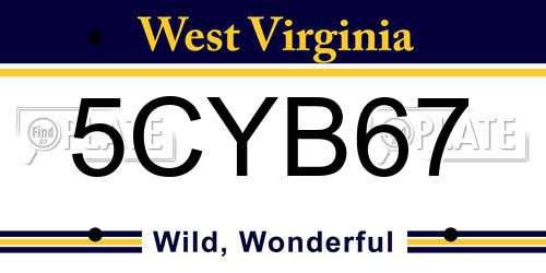 5CYB67 West Virginia License Plate
