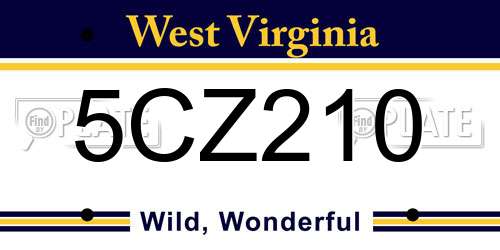 5CZ210 West Virginia License Plate