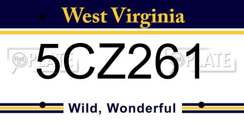 5CZ261 West Virginia License Plate