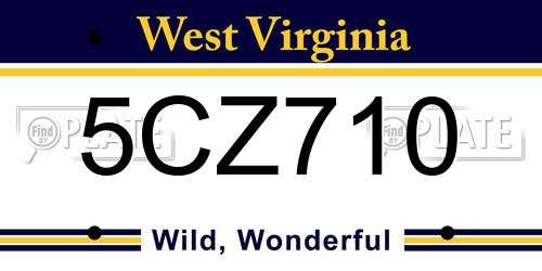 5CZ710 West Virginia License Plate
