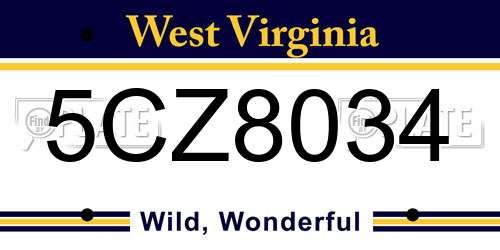 5CZ8034 West Virginia License Plate