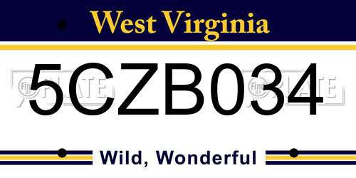 5CZB034 West Virginia License Plate