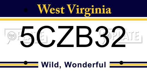 5CZB32 West Virginia License Plate