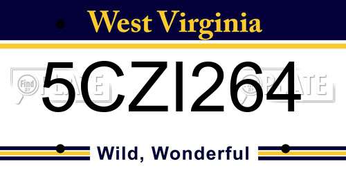 5CZI264 West Virginia License Plate