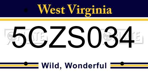 5CZS034 West Virginia License Plate