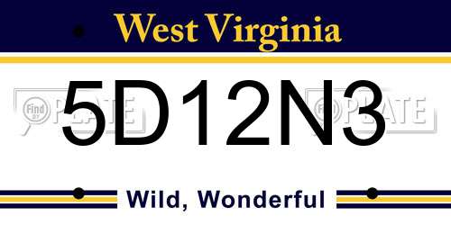 5D12N3 West Virginia License Plate