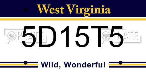 5D15T5 West Virginia License Plate