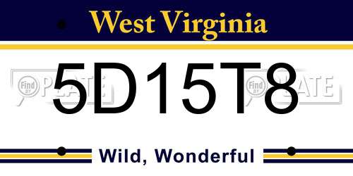 5D15T8 West Virginia License Plate