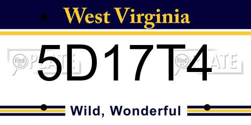 5D17T4 West Virginia License Plate