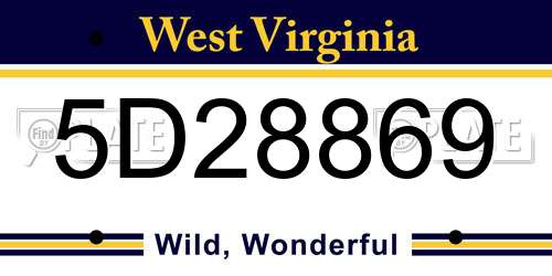 5D28869 West Virginia License Plate
