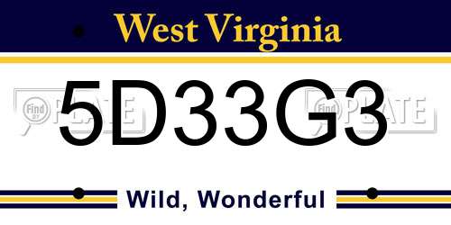 5D33G3 West Virginia License Plate