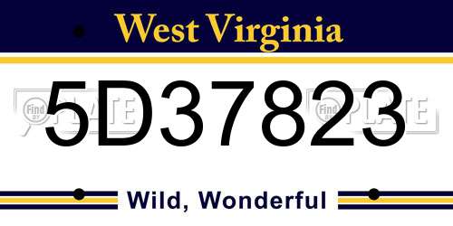 5D37823 West Virginia License Plate