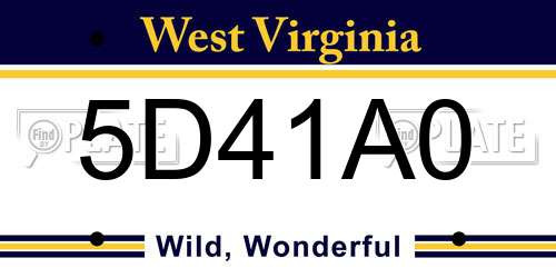 5D41A0 West Virginia License Plate