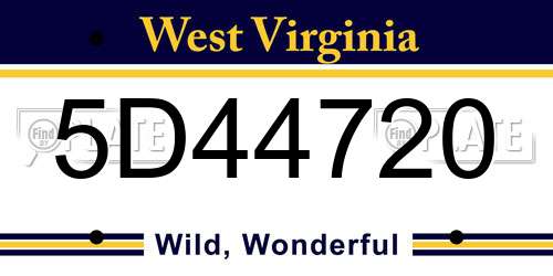 5D44720 West Virginia License Plate