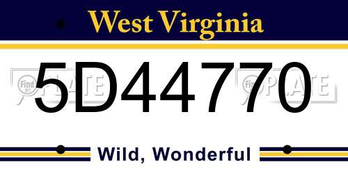5D44770 West Virginia License Plate