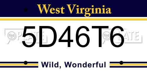 5D46T6 West Virginia License Plate